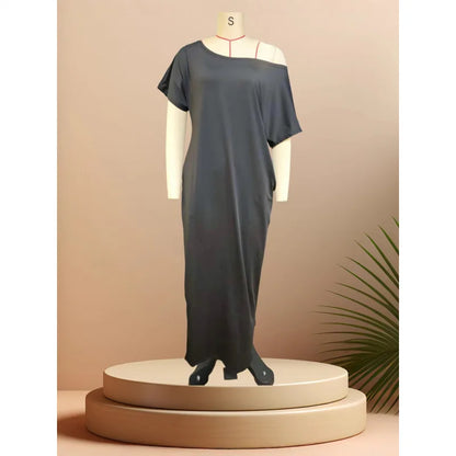 Women'S off Shoulder Loose Slimming Extra Long Maxi Dress Comfortable Breathable Versatile Commute Lazy Style Floor Length Dress
