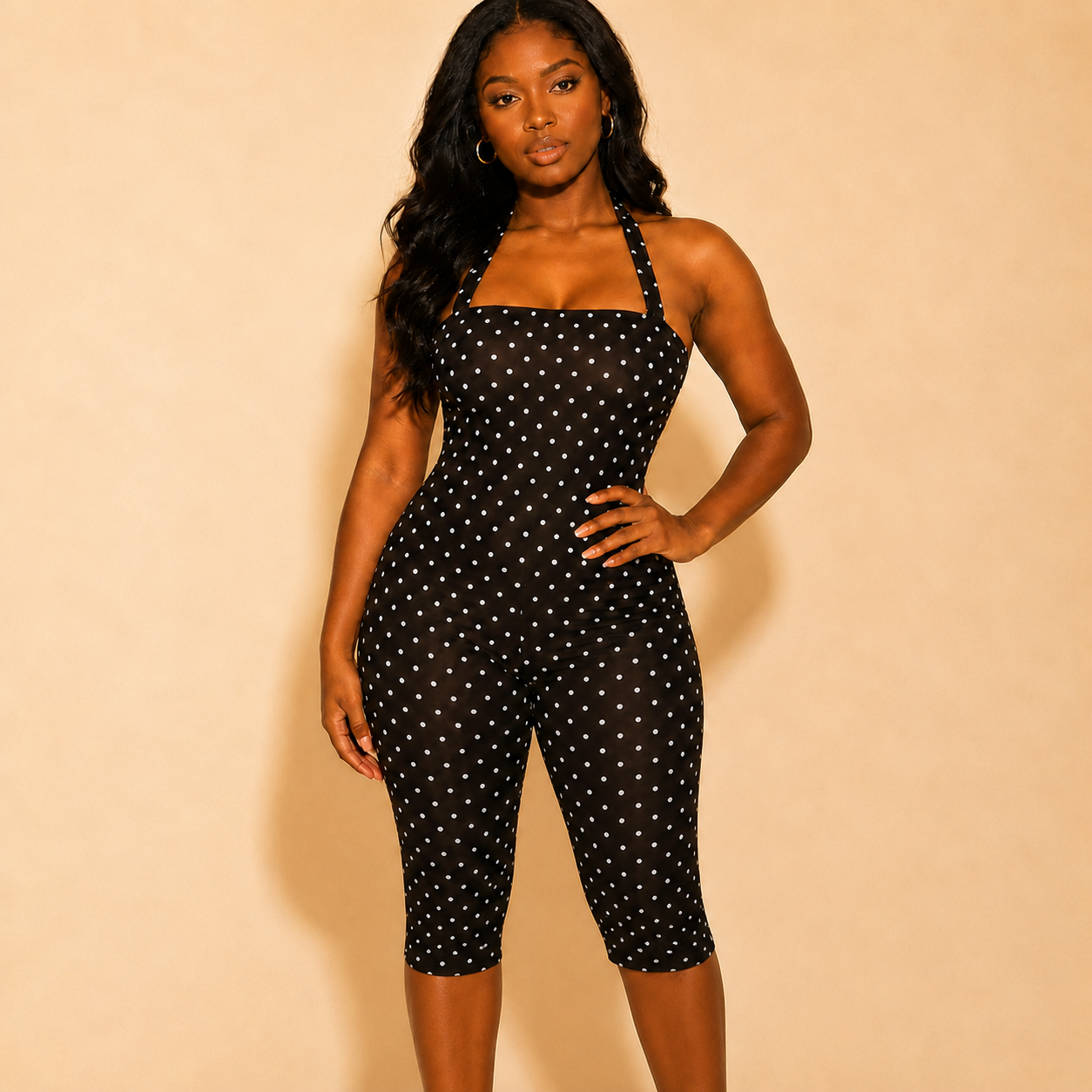 Polka Dot Halter Playsuit