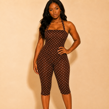 Polka Dot Halter Playsuit