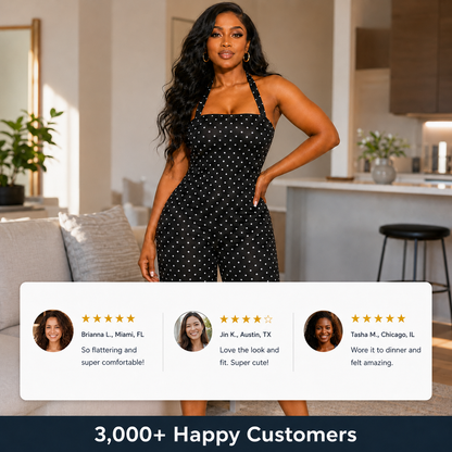 Customer reviews for the black polka dot halter playsuit with photos and star ratings