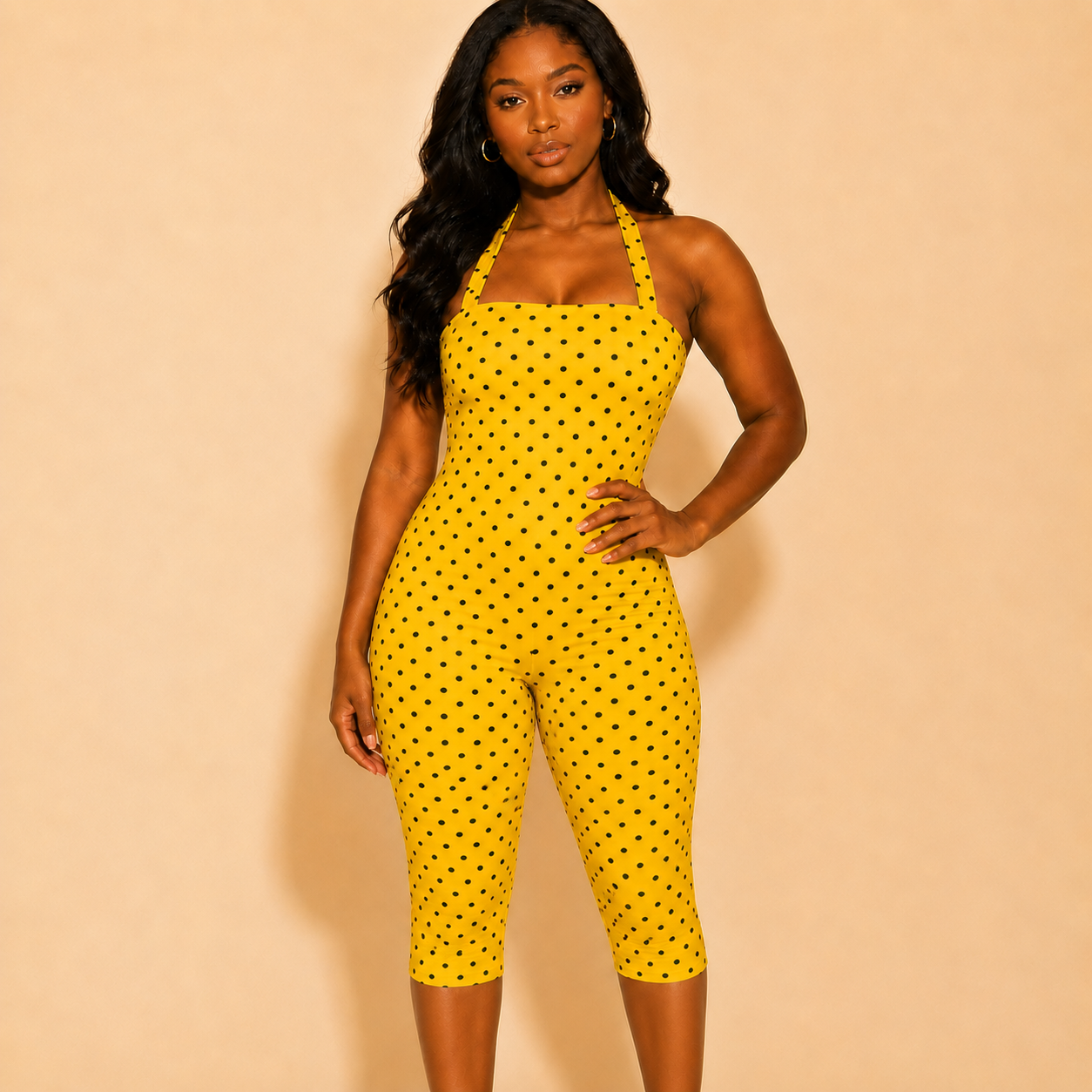 Polka Dot Halter Playsuit