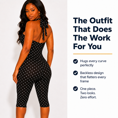 Polka Dot Halter Playsuit