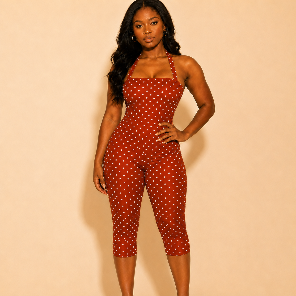 Polka Dot Halter Playsuit