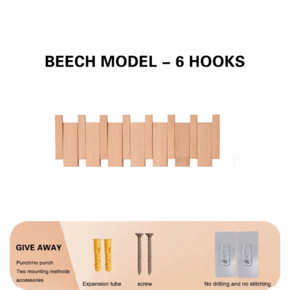 Creative Wall Mounted Wood Coat Racks with 8 Hooks Piano Key Shaped Entry Door Porch Hanging Hook Art Hats Organizer Keys