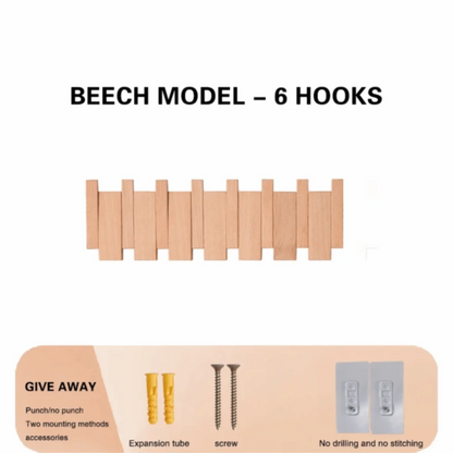Creative Wall Mounted Wood Coat Racks with 8 Hooks Piano Key Shaped Entry Door Porch Hanging Hook Art Hats Organizer Keys