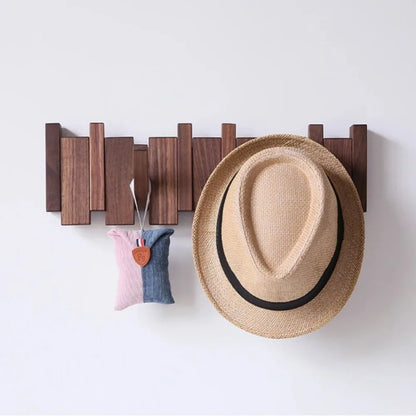 Creative Wall Mounted Wood Coat Racks with 8 Hooks Piano Key Shaped Entry Door Porch Hanging Hook Art Hats Organizer Keys