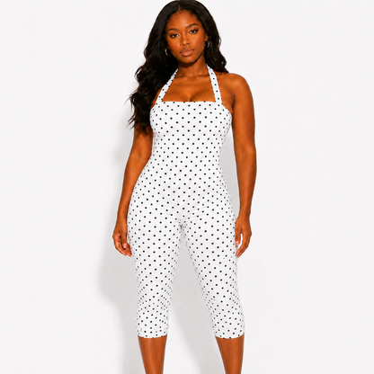 Polka Dot Halter Playsuit