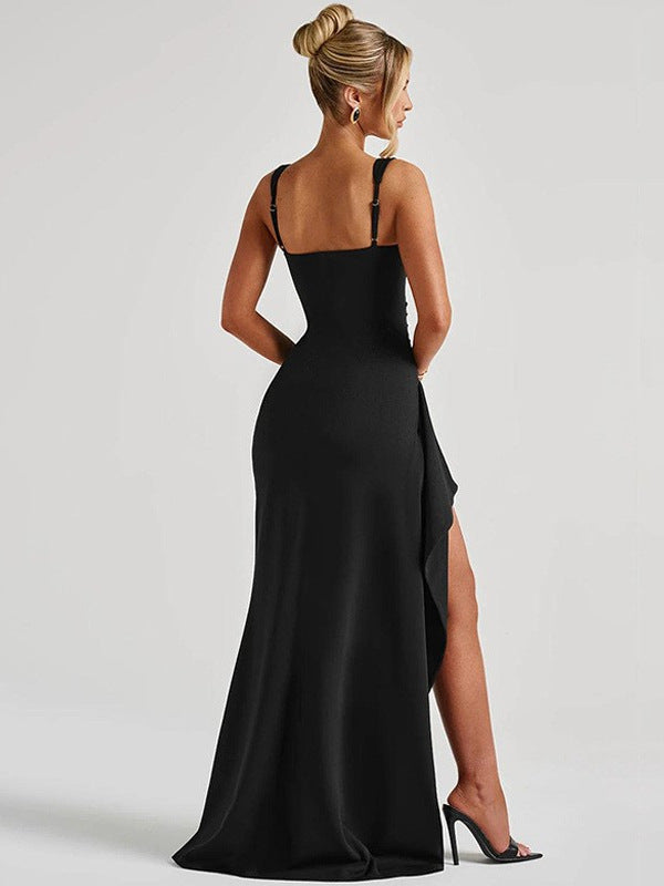 Pleated Bodycon Slit Dress
