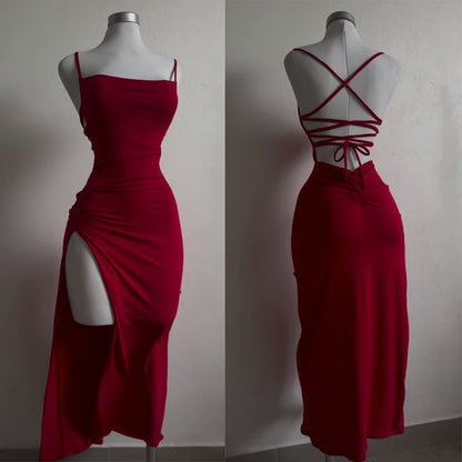 Pleated Bodycon Slit Dress