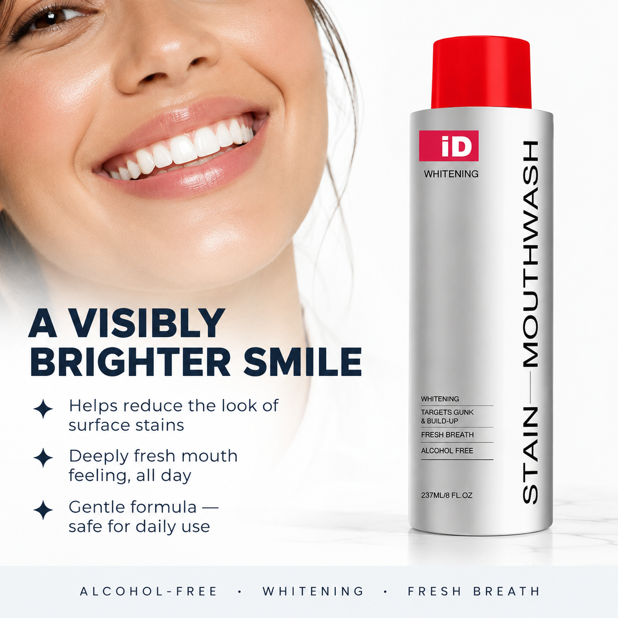 Glow Rinse mouthwash — visibly whiter teeth with daily rinsing