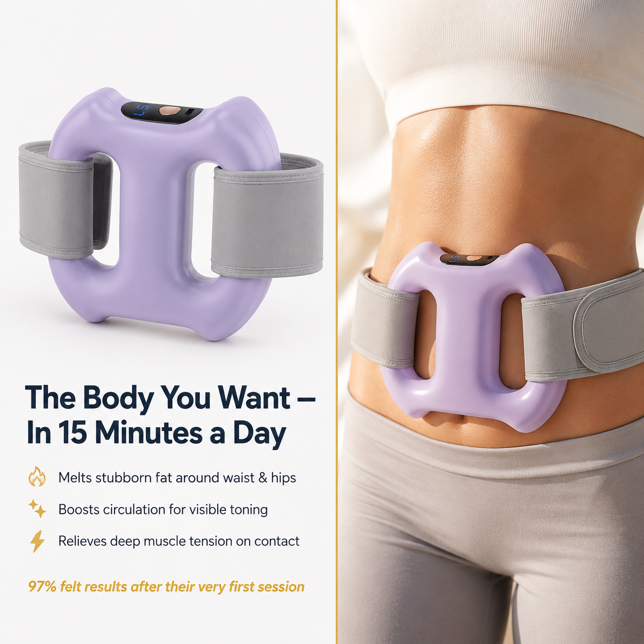 DualRing Slimming Belt — 8 vibration modes for waist and back