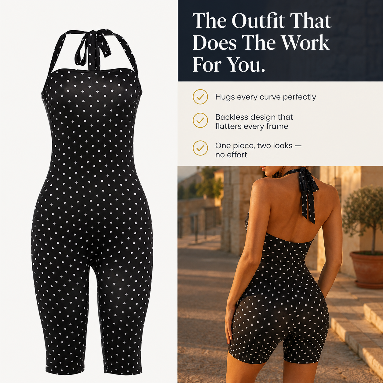 Polka Dot Halter Playsuit