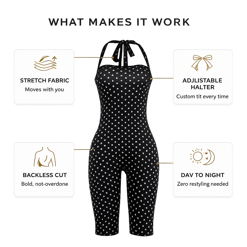Polka Dot Halter Playsuit