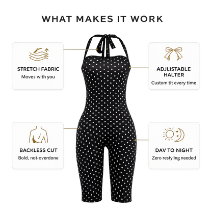 Polka Dot Halter Playsuit