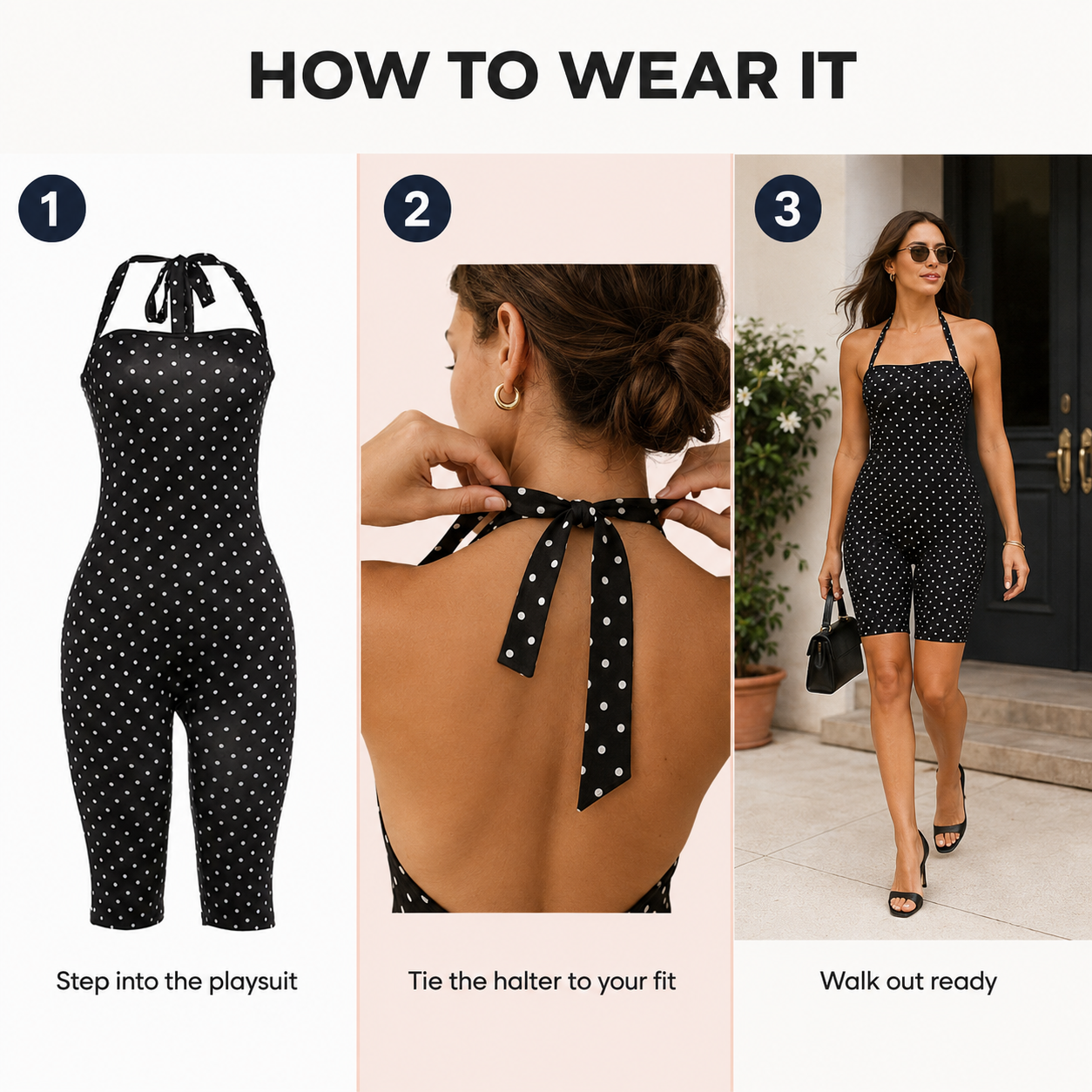 Polka Dot Halter Playsuit